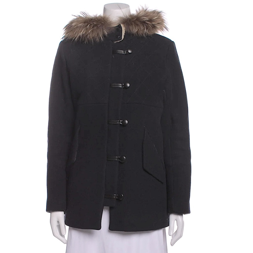 Lamb leather genuine with fur trim hood by SANDRO